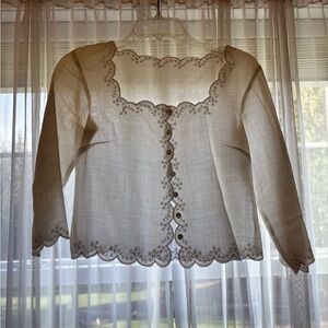 Embroidered Linen Blouse